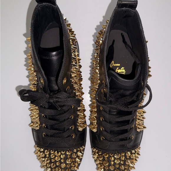 Christian Louboutin Louis Orlato Black and Gold Studded Sneakers s EU 41 US 10 - Picture 7 of 13